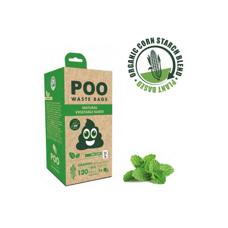 Bolsas de Cacas Poo Menta 120 uni (8 rollos x 15 bolsas)