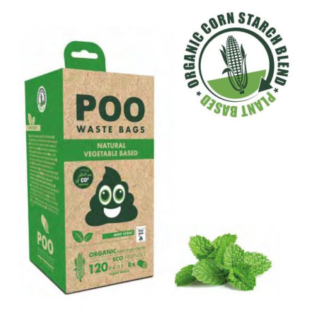 Bolsas de Cacas Poo Menta 120 uni (8 rollos x 15 bolsas)