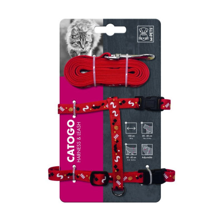 CATOGO CAT- Set Set Arnés+correa gato -(Rojo)